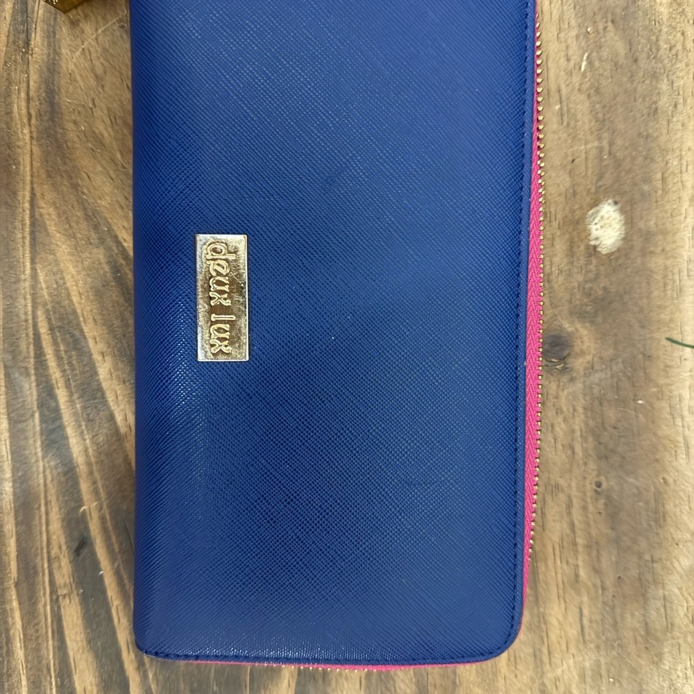Deux Lux royal blue  and Pink with Gold Textured Wallet excellent condition